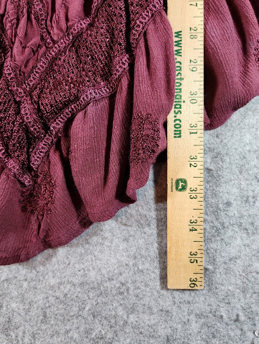 Coldwater Creek Boho Whimsical Fairy Tiered Skirt - Burgundy Medium - Picture 5 of 9